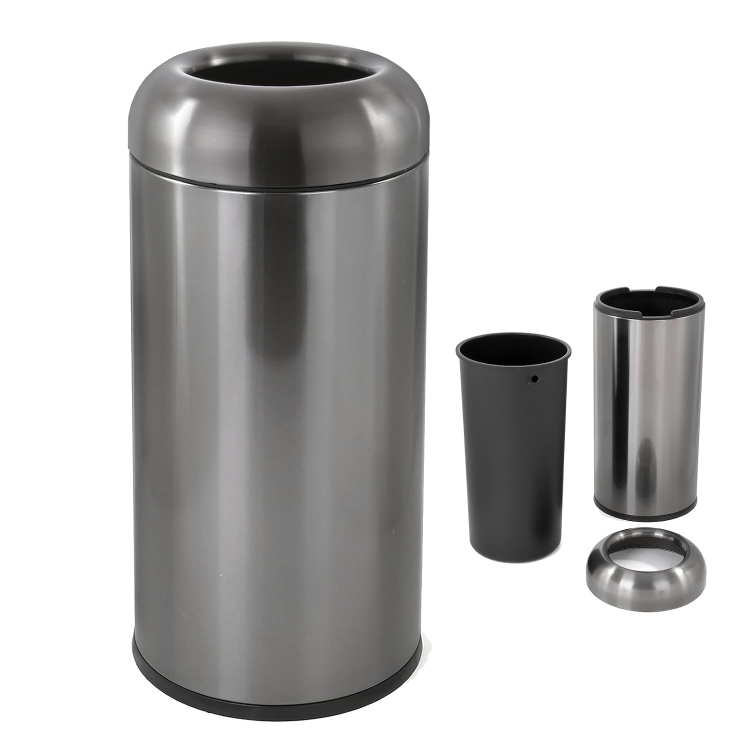 Commercial Kitchen Bin - Ciemnosrebrny, 16-galonowy, duży komercyjny kosz na