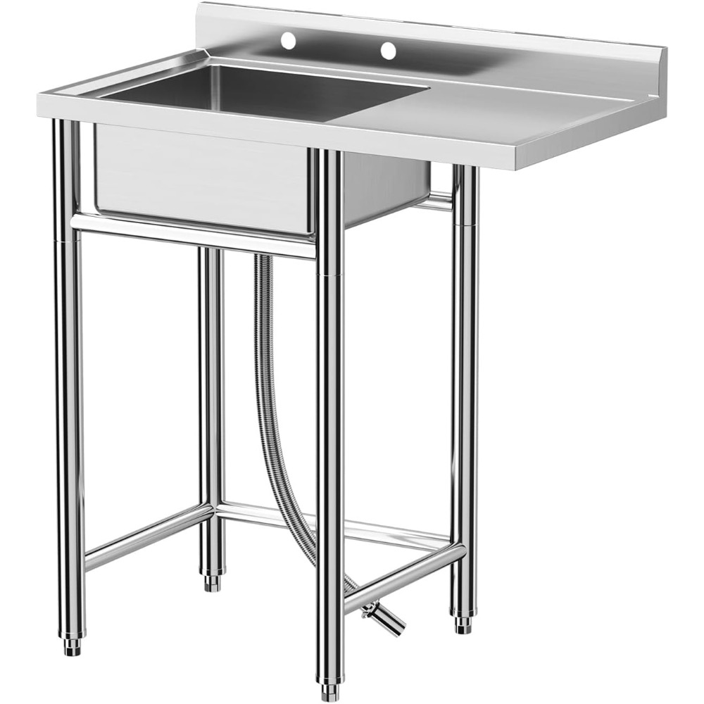 Commercial Kitchen Worktops - Zlewozmywak ze stali nierdzewnej, 36x21x40 cali,